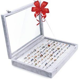 100 Slots Ring Organizer Display Box with Transparent Lid, Jewelry Ring Storage